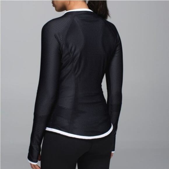 Lululemon Karmacollected Jacket Black White Brush Print Full Zip Size 4 - Picture 8 of 16